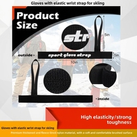 Gants de sport en nylon noirs avec bande auto-agrippante, sangle élastique, attache pour détection de pointeau, longueur poignet, pour le ski, le snowboard et les activités de plein air