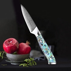 Cuchillo de Cocina de Alta Calidad con Diseño Nuevo, Acero Inoxidable de Damasco, Mango de Acrílico y Concha, Marca Keensun, 91.8g, Cuchillo <span class=keywords><strong>para</strong></span> Pelar Frutas - Product Image 6