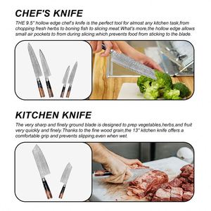 Juego de Cuchillos de Chef de Lujo con Hoja de Acero Damasco VG10 y Mango de Resina, Cuchillo Japonés Afilado para Cocina, Restaurante y Uso General - Product Image 4