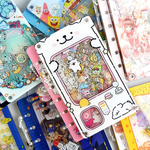 Quaderno Planner A7 Creativo Fai-da-Te con Copertina Acrilica a Fogli Mobili con Disegno a Linee di Cuccioli in Stile Anime - Product Image 2