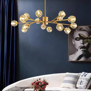 Lustre moderne en cristal Lampe de luxe pour salon et chambre à coucher Luminaire nordique tout cuivre à led - Product Image 4