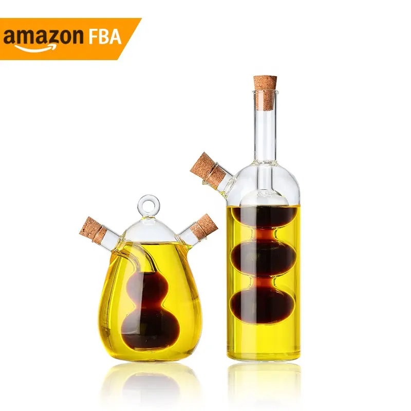 Novo produto Ideias 2024 Fornece garrafa de vidro para azeite de oliva Galinha 2 em 1 garrafas de vidro para cozinha óleo e vinagre