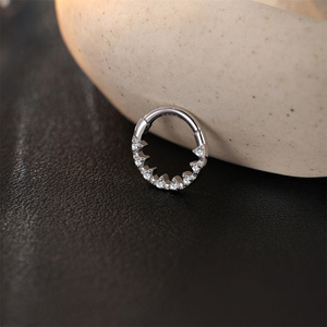 Single S925 Sterling <b>Silver</b> Moissanite Ear Cuff Daith Rook <b>Nose</b> <b>Ring</b> Hypoallergenic Lightweight Stylish Minimalist Jewelry Gift - Product Image 3