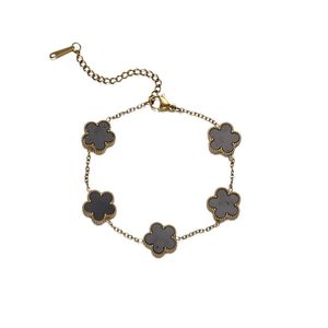 Pulsera <span class=keywords><strong>de</strong></span> <span class=keywords><strong>Acero</strong></span> <span class=keywords><strong>Inoxidable</strong></span> con Cinco Tréboles para Mujer, Estilo INS, <span class=keywords><strong>de</strong></span> Lujo, en <span class=keywords><strong>Acero</strong></span> Titanio - Product Image 5