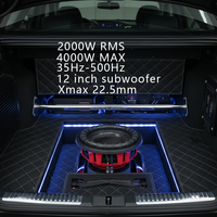 Subwoofer de voiture HYW-12100-027T 12 pouces 2000W AES double 2 ohms triple aimant, haut-parleur de basses puissant pour audio de compétition