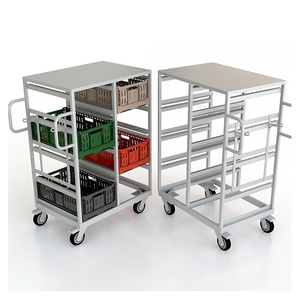 Mobile Sorting Trolley for Euro Storage Crates 4 Tier Metal Picking <b>Cart</b> with <b>Wheels</b> for Warehouse and Supermarket - Product Image 4