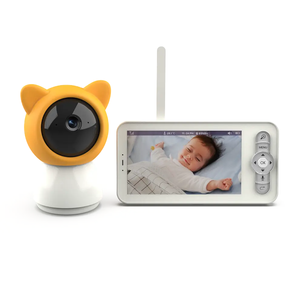 Babyroom Camera Babyfoon 5Inch Automatische Pan Tilt Baby Kat Hondenverzorging Monitor Voor Gebruik Binnenshuis