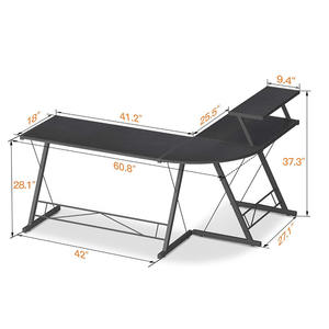 <span class=keywords><strong>Bureau</strong></span> d'angle <span class=keywords><strong>pour</strong></span> ordinateur portable, Simple et beau, en forme de L, peut placer de petites imprimantes - Product Image 2