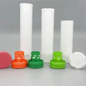 PP tube Food Grade Empty Plastic Bottle Customize Color Effervescent small tube for tablet packaging with Desiccant Flip Cover