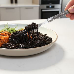 Ensemble <span class=keywords><strong>de</strong></span> <span class=keywords><strong>couverts</strong></span> en acier inoxydable 18/10 <span class=keywords><strong>de</strong></span> qualité supérieure, 8 pièces, manche en bois coloré, avec extrémité en métal massif, ensemble <span class=keywords><strong>de</strong></span> fourchettes à bord droit - Product Image 3