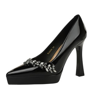 8399-H68 European American Banquet Fashion Rhinestone Pointed Thick <strong>Heel</strong> High <strong>Heels</strong> Waterproof Platform Super High <strong>Heel</strong> <strong>Hook</strong> - Product Image 1