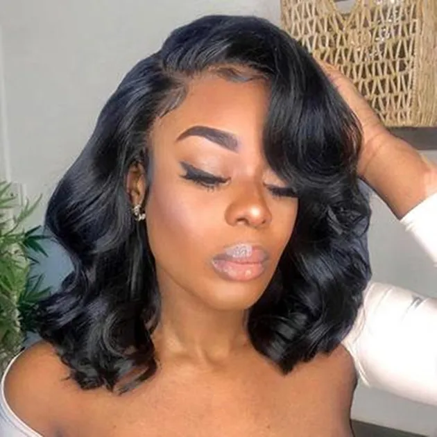 Short Loose Body Wave Wavy Lace Front Human Hair Wigs For Black Women Full Hd Frontal Wig Human Hair Ocean Wave Bob Wigs