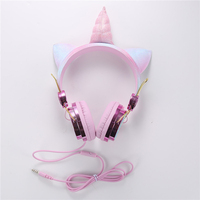 Casque audio filaire supra-auriculaire OEM licorne rose pour enfants, stéréo, avec micro intégré, chipset JL, étanche IPX-2, prise jack 3,5 mm pour écouter de la musique