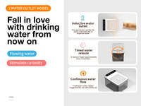 Fontaine à eau pour chat moderne et élégante avec charge sans fil, batterie intégrée, couvercle anti-poussière radar, autonomie de 10 jours, filtration en 4 étapes, fabriquée en plastique
