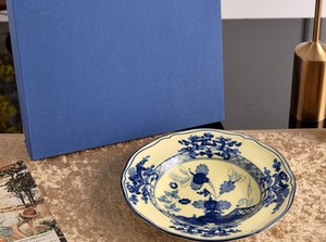 Service de table en porcelaine jaune de style italien vintage, motif floral bleu, décoration de table pour mariage, banquet, cadeau - Product Image 4
