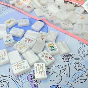 Luxury <b>Mahjong</b> Tile American-style Acrylic Pearlescent White Shell <b>Set</b> Indoor Family for Casino Gambling Party Game Gift - Product Image 1