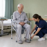 Chaise de chevet avec dossier et accoudoirs en alliage d'aluminium pour maison de retraite, hôpital, personnes âgées, handicapées, soins aux patients