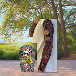 Plantilla de cuerpo de transferencia de agua de brazo completo de larga duración para <span class=keywords><strong>hombre</strong></span>, diseño Tribal blanco, tatuaje temporal, pegatina <span class=keywords><strong>Sexy</strong></span> impresa a la moda - Product Image 4