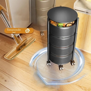 <strong>Kitchen</strong> 2/3/4/5 Tier Rotating Vegetable <strong>Shelving</strong> <strong>Kitchen</strong> Floor Multi - Layer <strong>Shelving</strong> Cylindrical Storage Rack - Product Image 3