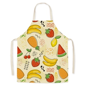 Cute Fruit Pattern Bib Apron Cotton Woven Machine Washable Daily Cooking Use Without Pockets - Product Image 1