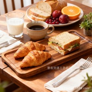 Japanese Style Rectangular Wooden <b>Tray</b> Acacia Wood For Desserts Fruits Coffee <b>Tea</b> Serving - Product Image 5