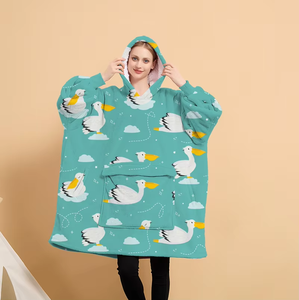 Factory Oversized Portable Eco-Friendly 100% Polyester Big Blanket <strong>Hoodie</strong> for Adults Extra <strong>Long</strong> Sherpa Wearable Hooded - Product Image 5