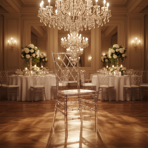 Chaise en cristal détachable avec dossier en acrylique transparent, chaise de mariage d'extérieur, chaise de salle à manger en résine pour hôtels, mariages et événements - Product Image 2