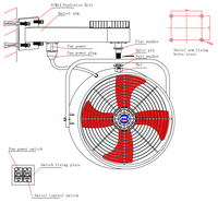 Ventilateur oscillant mural industriel de 24 pouces avec anneau de brumisation en acier inoxydable et 8 buses pour atelier, usine, salle