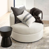 Fauteuil de détente pivotant en tissu avec structure en bois de style italien pour salon, chambre, bureau, mobilier de maison pour une personne