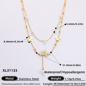 สร้อยคอจี้ทองคำ 18K สแตนเลสสตีลสองชั้นสไตล์วินเทจ ดีไซน์ทันสมัย ไอเดียของขวัญสุดเก๋ - Product Image 6