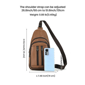 Men's Genuine Leather Chest <b>Bag</b> Solid Color Wear-Resistant Crossbody Shoulder <b>Bag</b> Everyday Outfits Fashionable Spring 2025 - Product Image 5