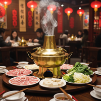 Marmite servant un chauffe-plat Buffect charbon de bois chinois Shabu marmite traditionnelle chinoise chauffe-plat or marmite