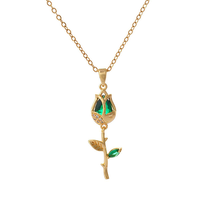 Collar con Colgante de Lujo, Collar con Colgante de Tulipán de Circonita Colorida, Collar de Cristal Brillante para Mujer, Gargantilla Romántica con Flores