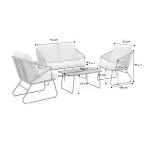 Ensemble <span class=keywords><strong>de</strong></span> <span class=keywords><strong>salon</strong></span> <span class=keywords><strong>de</strong></span> jardin AJUNION, structure en acier, mobilier <span class=keywords><strong>de</strong></span> <span class=keywords><strong>balcon</strong></span>, ensemble <span class=keywords><strong>de</strong></span> <span class=keywords><strong>salon</strong></span> en résine plastique effet corde pour <span class=keywords><strong>4</strong></span> <span class=keywords><strong>personnes</strong></span> - Product Image 6