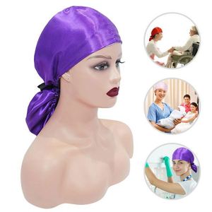Durag de Seda Suave para Hombres y Mujeres, con Tiras Largas Dobles, Gorro de Enfermera Ajustable para Limpieza - Product Image 2