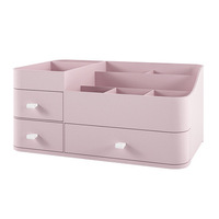 Boîte de rangement cosmétique en plastique JX avec couvercle anti-poussière pour dortoir, bureau et coiffeuse - Luxe, grande capacité