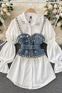 Set da <span class=keywords><strong>donna</strong></span> <span class=keywords><strong>primavera</strong></span> solido manica a sbuffo diamanti gilet <span class=keywords><strong>Casual</strong></span> due pezzi Set <span class=keywords><strong>abbigliamento</strong></span> all'ingrosso - Product Image 6