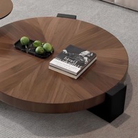 Ensemble table basse ronde moderne en bois massif MDF Mobilier design simple style bois pour bureau ou chambre à coucher salon Tables centrales