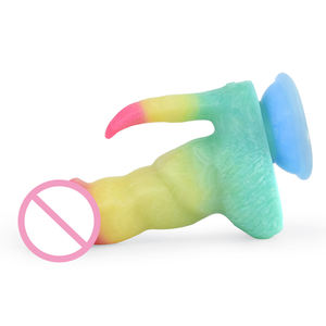 Consoladores realistas artificiales Color del arco iris Lindo pene Anal Plug Juguete sexual de doble extremo para mujeres Masaje vaginal - Product Image 6