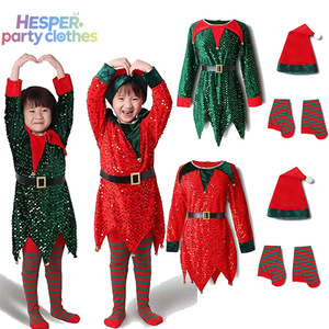 HESPER New Arrival Christmas Green Sequins Toddler Performance Costume Wholesale Christmas-Themed New Year Fancy Dress - Product Image 1