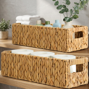 Paniers de rangement multi-usages en jacinthe d'eau Artex Hai Nam, grands et rectangulaires avec poignées intégrées, lot de 2 - Product Image 3
