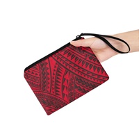Porte-monnaie promotionnel à imprimé polynésien, compact et pratique, à bas prix, vente en gros, personnalisable avec fermeture éclair
