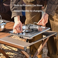 Table pliante portable en alliage d'aluminium pour l'extérieur, design farmhouse, carrée, 2 places, pour camping et pique-nique, Longhua