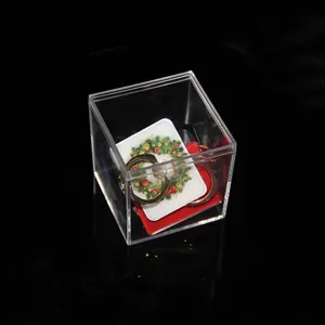Cubo de acrílico para casamento, caixa quadrada de acrílico transparente para lembrancinhas, mini caixa para doces e lembrancinhas com tampa