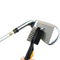 Brosse de nettoyage de clubs de golf en gros, double face, rétractable, outil de nettoyage des rainures de golf en laiton et nylon
