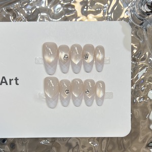 Ensemble de faux <span class=keywords><strong>ongles</strong></span> carrés courts en ABS à motif amande, style stiletto, avec délicates pointes françaises <span class=keywords><strong>pour</strong></span> femmes et adolescentes, application facile - Product Image 6