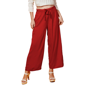 Pantalones Palazzo de Cintura Alta para Mujer con Cinturón |   Pantalones Cómodos de Mezcla de Algodón para Uso Diario, Oficina y Casual - Product Image 3