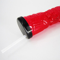 OEM/ODM Gobelets Tiki en plastique incassable rouge/bleu/vert/transparent avec couvercle et paille, approvisionnement d'usine personnalisé