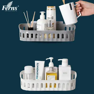 Rak penyimpanan plastik rak Shower Caddy perekat Shower kamar mandi rak wastafel