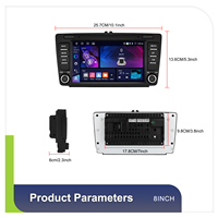 Podofo-Autoradio Android 8 ''4 + 64G sans fil CarPlay/Android Auto GPS WIFI BT FM RDS pour Skoda Octavia II/MK2 /Yeti/Rapid